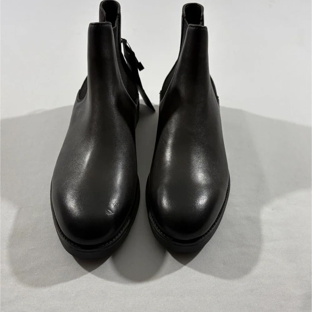 Ermenegildo Zegna Mens Cortina Chelsea Boots Black Leather Slip On Sz 6 Italy